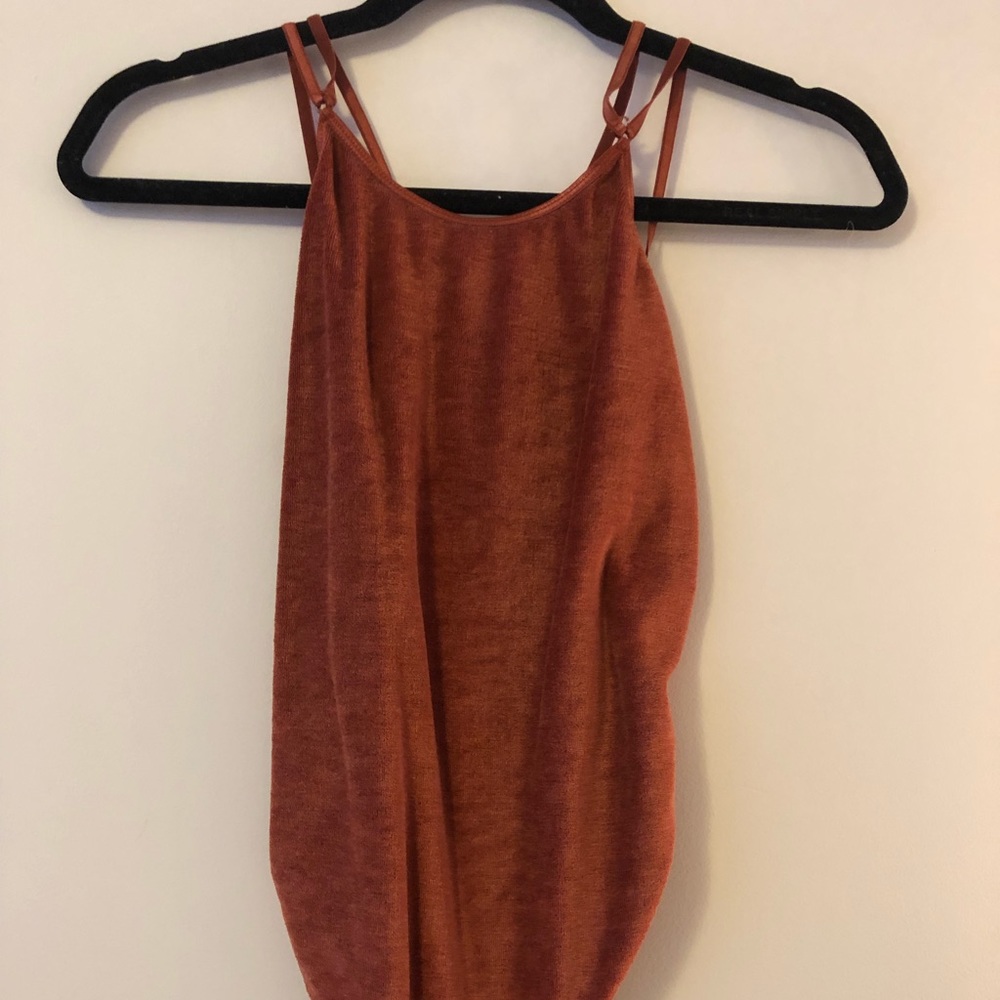 urban outfitters burnt orange velvet body suit